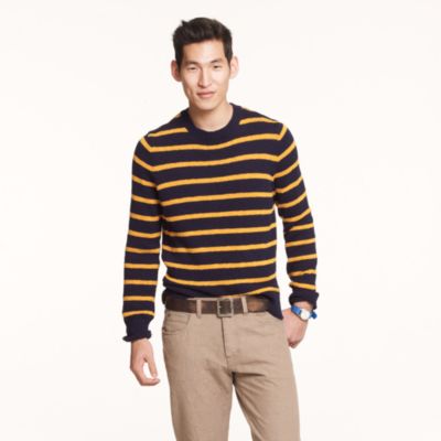 Textured slub cotton sweater in toasted honey stripe