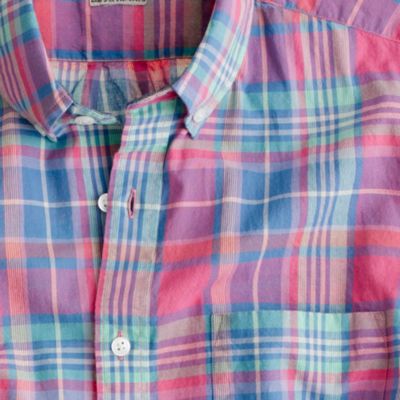 Indian cotton short-sleeve shirt in Bryn plaid