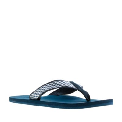 Gingham seersucker flip-flops