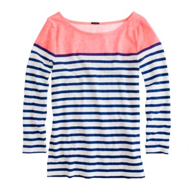 Colorblock stripe boatneck tee