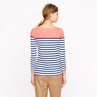 Colorblock stripe boatneck tee