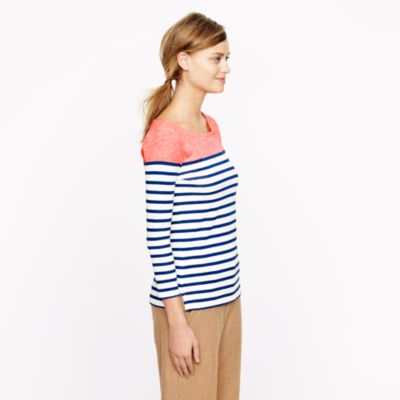Colorblock stripe boatneck tee