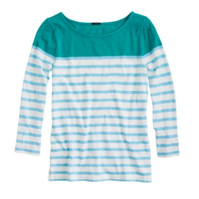 Colorblock stripe boatneck tee