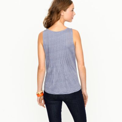 Linen pintuck shell