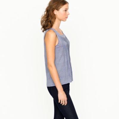 Linen pintuck shell