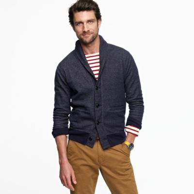 Vintage fleece shawl-collar cardigan