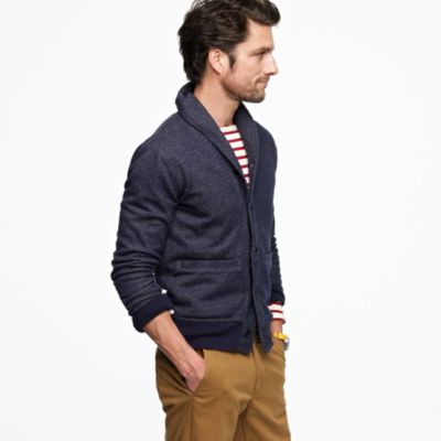 Vintage fleece shawl-collar cardigan
