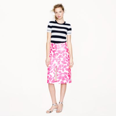 Collection leather skirt in hibiscus floral