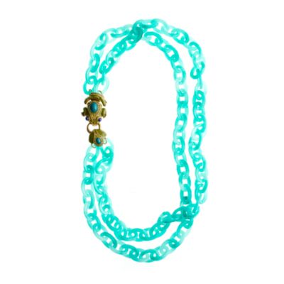 Double-strand resin link frog necklace