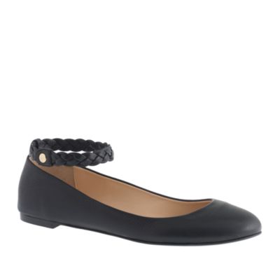 Hana braided ankle strap ballet flats