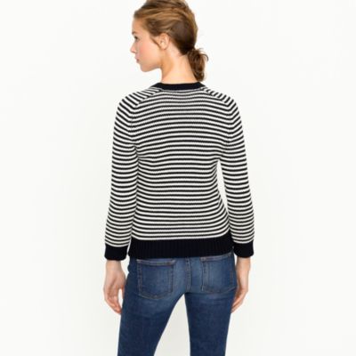 Cotton V-neck sweater in stripe