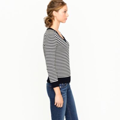 Cotton V-neck sweater in stripe