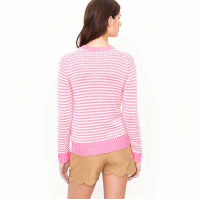 Cotton V-neck sweater in neon stripe