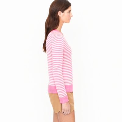Cotton V-neck sweater in neon stripe