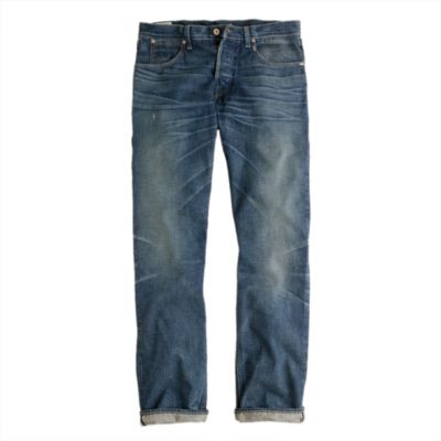 Wallace & Barnes slim selvedge jean in drydock worn wash