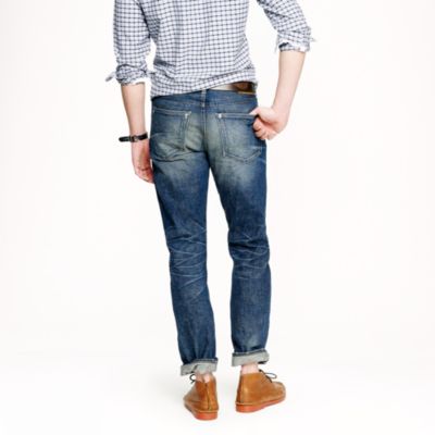 Wallace & Barnes slim selvedge jean in drydock worn wash