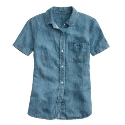 Short-sleeve chambray shirt