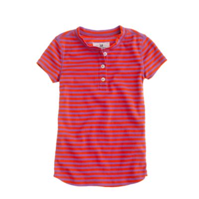 Girls' short-sleeve sleep henley in posie stripe