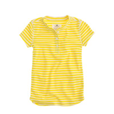 Girls' short-sleeve sleep henley in posie stripe