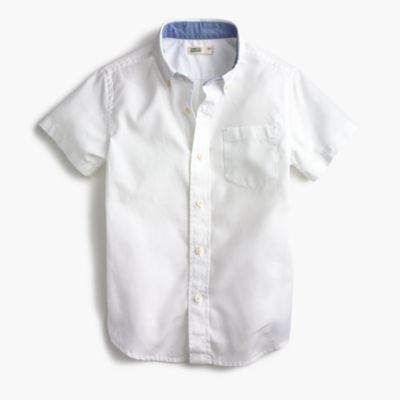 Boys' Secret Wash short-sleeve shirt in white poplin