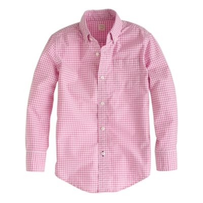 Boys' Secret Wash shirt in light petunia gingham