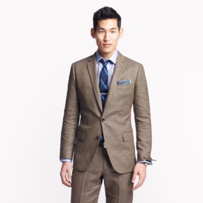 Ludlow suit jacket with double vent in Italian linen-cotton