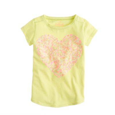 Girls' multicolor sequin heart tee