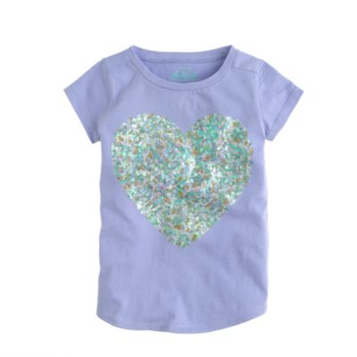 Girls' multicolor sequin heart tee