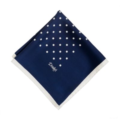Drake's&reg; classic spot-printed silk-twill hank handkerchief