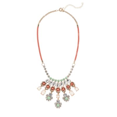 Neon rose crystal necklace