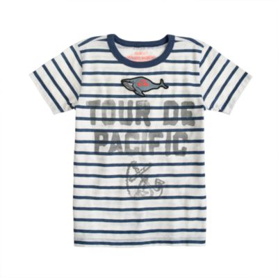 Boys' nautical stripe whale patch tee