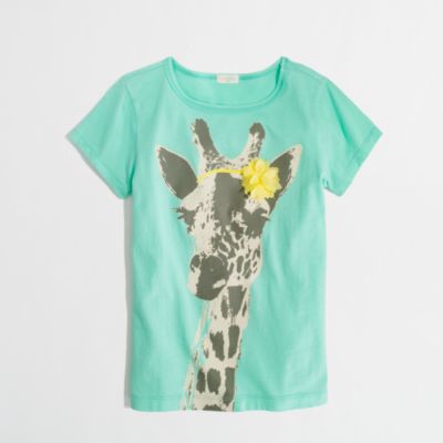 Factory girls' giraffe with bow keepsake tee