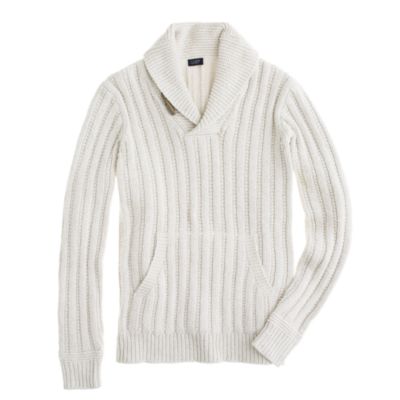 Toggle shawl-collar sweater in cement