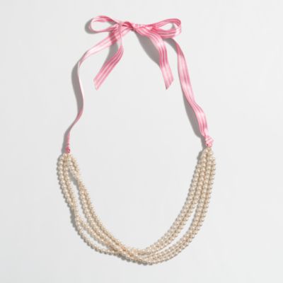 Factory girls' pearl and ribbon necklace