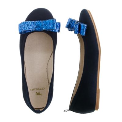 Girls' glitter double-bow ballet flats