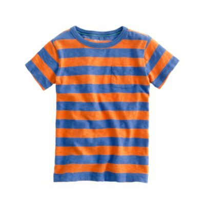 Boys' pocket tee in tangerine stripe
