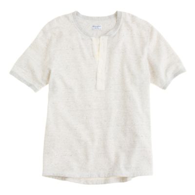 Homespun Knitwear short-sleeve coalminer henley in blue streak