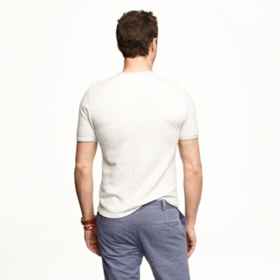 Homespun Knitwear short-sleeve coalminer henley in blue streak