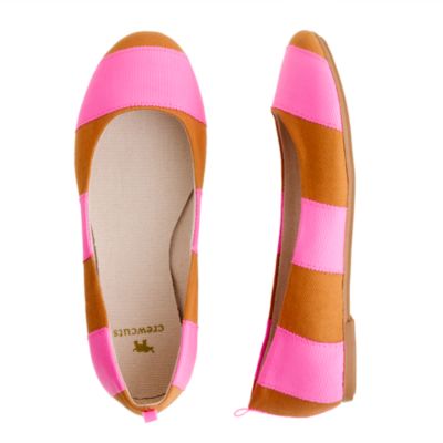 Girls' grosgrain stripe ballet flats