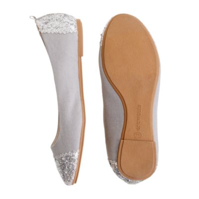 Girls' glitter toe ballet flats