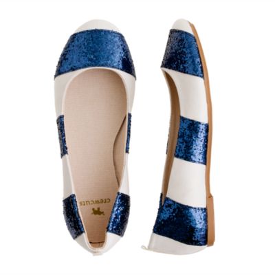Girls' glitter-stripe ballet flats