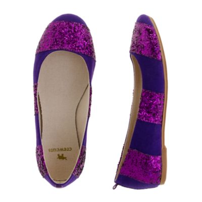 Girls' glitter-stripe ballet flats