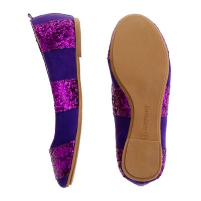 Girls' glitter-stripe ballet flats
