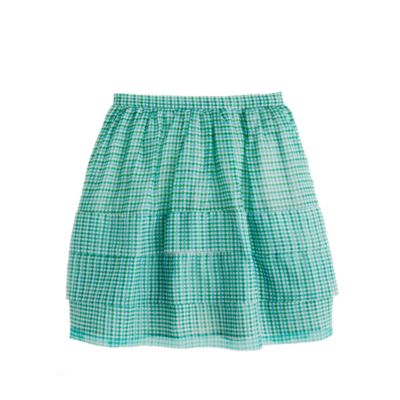 Girls' organdy checkerboard-print skirt