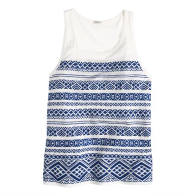 Embroidered stripe tank