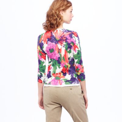 Cotton crepe cardigan in garden floral
