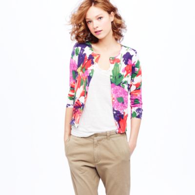 Cotton crepe cardigan in garden floral