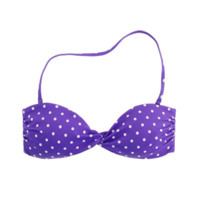 Polka-dot twist-front bandeau top