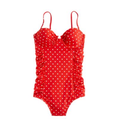 D-cup polka-dot ruched underwire tank