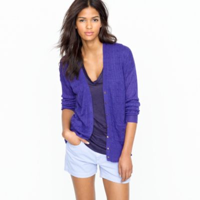 Linen cable-knit cardigan